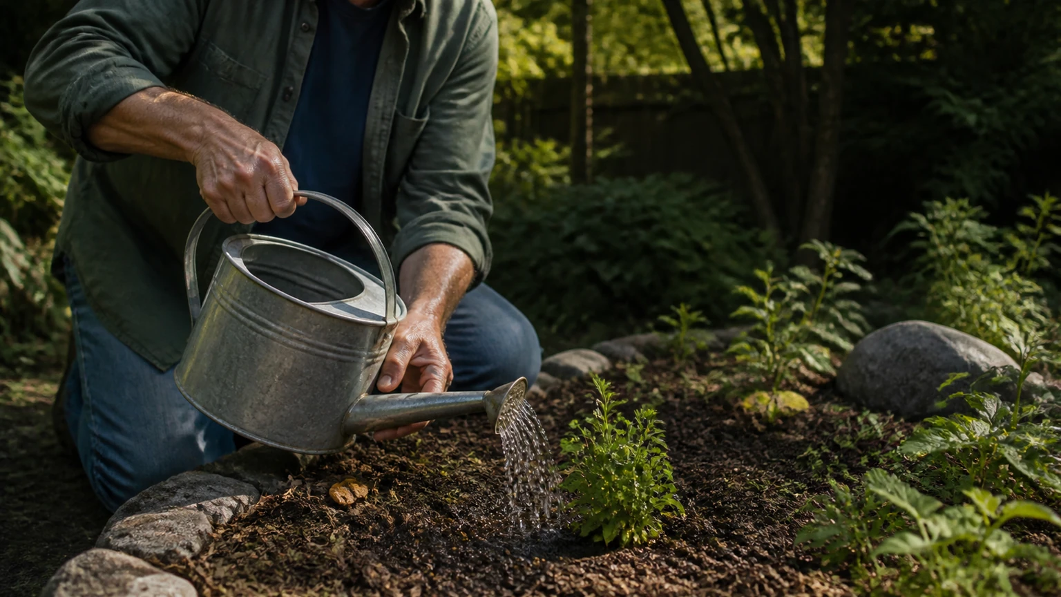 Scène en situation — Concevoir un petit jardin agréable et économe en eau