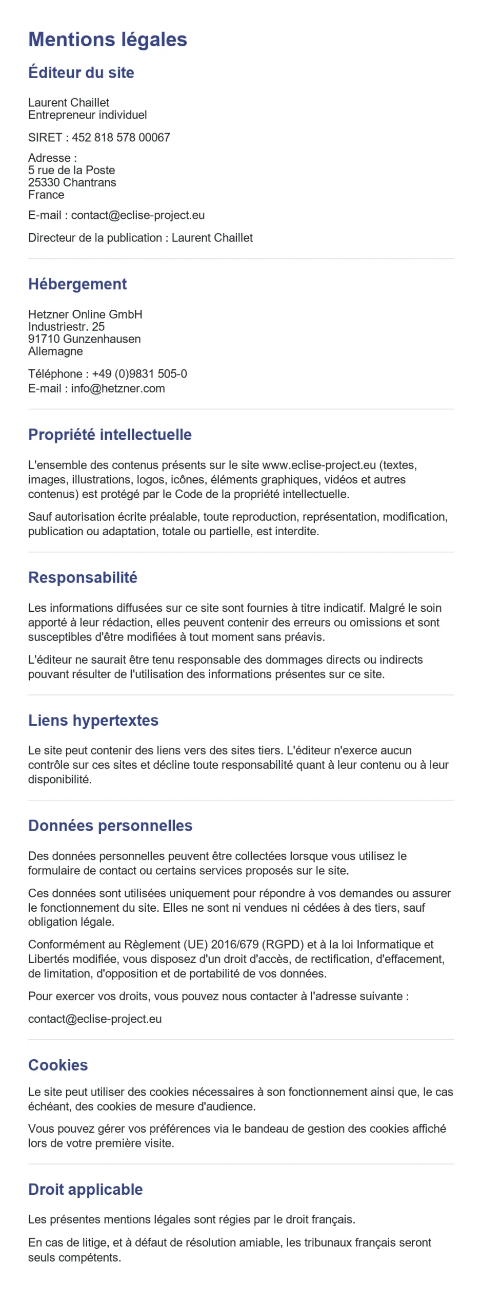 Mentions legales